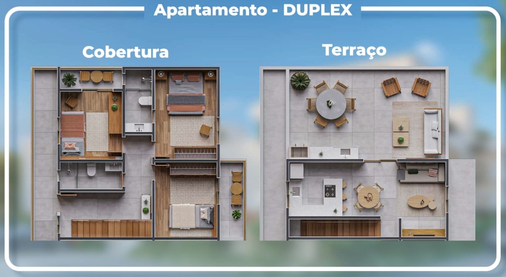 Planta do apartamento duplex — cobertura e terraço